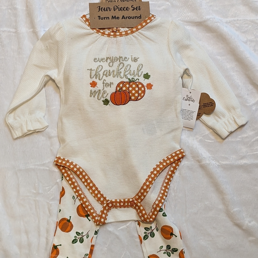 NWT. Baby Essentials for Macy's. Four piece set. Autumn motif. 9M